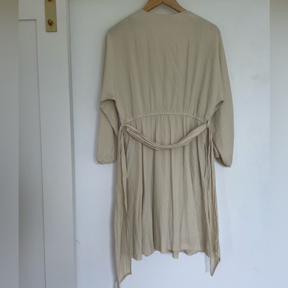 Calvin Klein Button Down Shirt Dress Womens 6 Medium Textured Belt Tie Waist - Picture 5 of 11